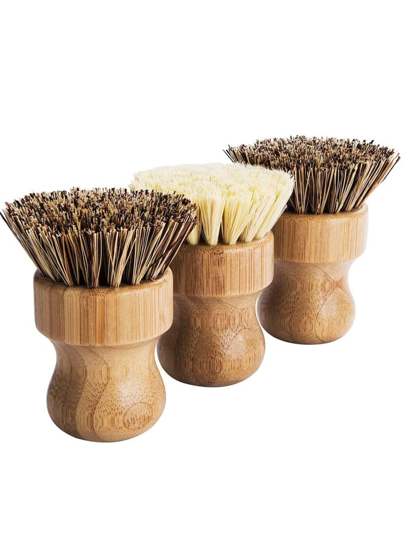 GREENTH PRO - 3 Packs Mini Dish Brush Natural Scrub Brush Durable Scrubber Cleaning Kit with Union Fiber and Tampico Fiber for Cleaning Pots, Pans and Vegetables - Image 1