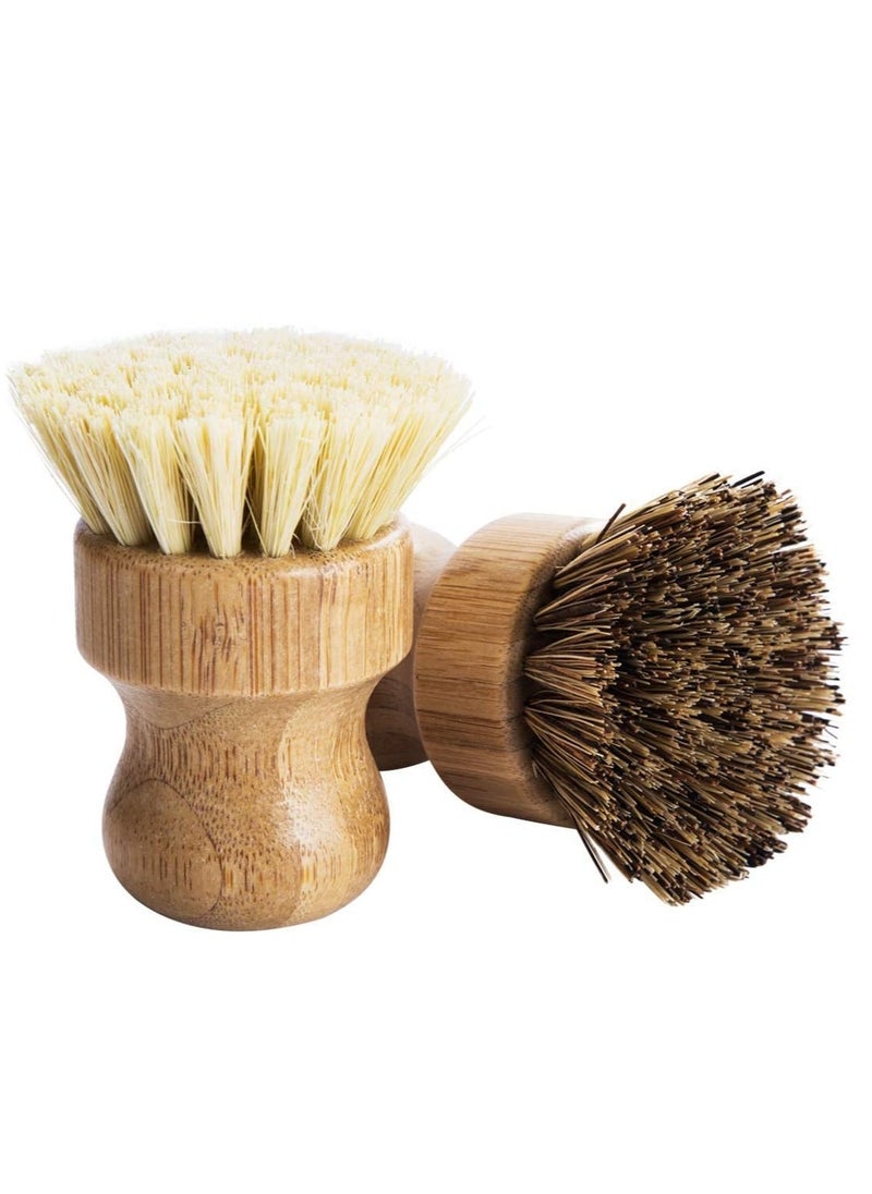 GREENTH PRO - 3 Packs Mini Dish Brush Natural Scrub Brush Durable Scrubber Cleaning Kit with Union Fiber and Tampico Fiber for Cleaning Pots, Pans and Vegetables - Image 1