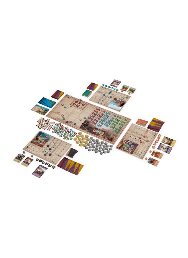 : Khora, Rise Of An Empire, Race To Development Game, Develop Your City Faster And Better Than Your Opponents, 2 To 4 Players, 75 Minute Play Time, For Ages 14 And Up