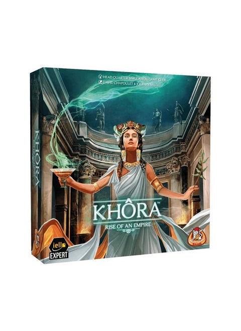 : Khora, Rise Of An Empire, Race To Development Game, Develop Your City Faster And Better Than Your Opponents, 2 To 4 Players, 75 Minute Play Time, For Ages 14 And Up
