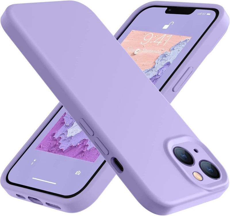 Mobistyle Designed for iPhone 13 Cover Soft Liquid Silicone Slim Protective Shockproof with Anti-Scratch Microfiber Lining Phone Back Cover Case (Purple) - Image 1