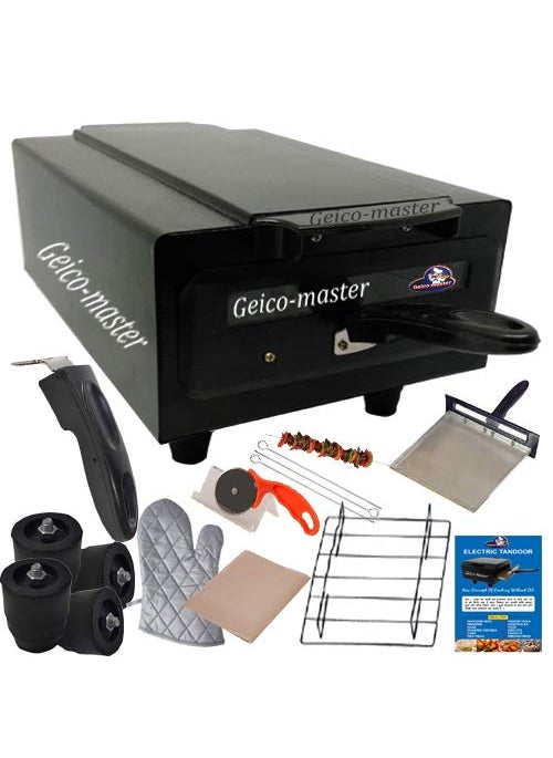 Geico-master Geicomaster 16 Inches Electric Tandoor 2000 Watt Iron Electric Tandoor Aluminium Tray Shockproof Rubber Legs Pizza Cutter Magic Cloth Glove and Recipe Book  - Image 1