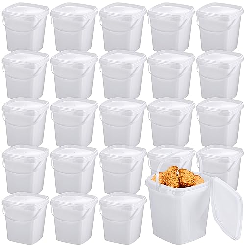 Mifoci 24 Pcs 2 Qt/ 67 Oz/ 2 L Plastic Food Containers Ice Cream Buckets with Lids and Handle Reusable Square Deli Containers Freezer and Microwave Safe for Kitchen Food Drinks Storage - Image 1