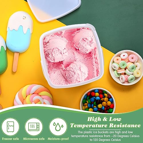 Mifoci 24 Pcs 2 Qt/ 67 Oz/ 2 L Plastic Food Containers Ice Cream Buckets with Lids and Handle Reusable Square Deli Containers Freezer and Microwave Safe for Kitchen Food Drinks Storage - Image 4
