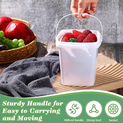 Mifoci 24 Pcs 2 Qt/ 67 Oz/ 2 L Plastic Food Containers Ice Cream Buckets with Lids and Handle Reusable Square Deli Containers Freezer and Microwave Safe for Kitchen Food Drinks Storage - Image 5