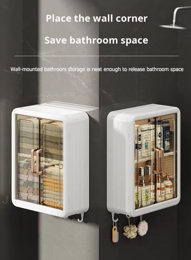 Bathroom Storage Rack,Kitchen Wall Cabinet Bathroom Storage Cabinet Large Capacity No Drilling Bathroom Storage Shelf Wall-Mounted Bathroom Kitchen Living Room Corridor Organizer Rack torage & Organisation Cabinet Double Door - Image 3
