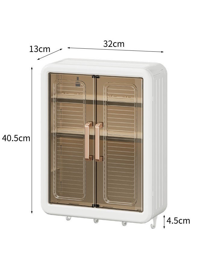 Bathroom Storage Rack,Kitchen Wall Cabinet Bathroom Storage Cabinet Large Capacity No Drilling Bathroom Storage Shelf Wall-Mounted Bathroom Kitchen Living Room Corridor Organizer Rack torage & Organisation Cabinet Double Door - Image 2