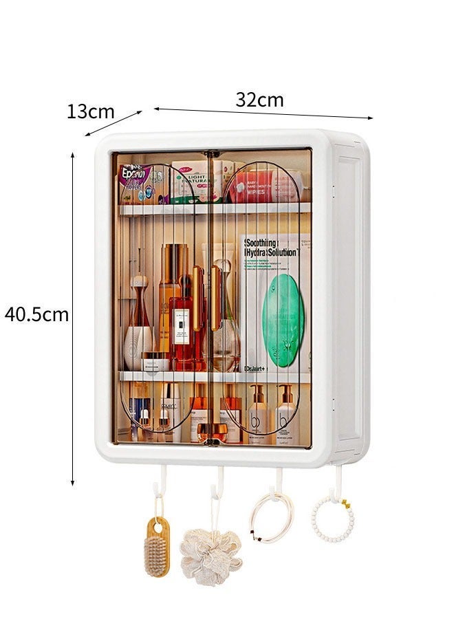 رف تخزين الحمام، خزانة حائط المطبخ، خزانة تخزين الحمام بسعة كبيرة بدون حفر، رف تخزين الحمام مثبت على الحائط، منظم الحمام، غرفة المعيشة، الممر، رف التخزين والتنظيم، خزانة ذات بابين - Image 2