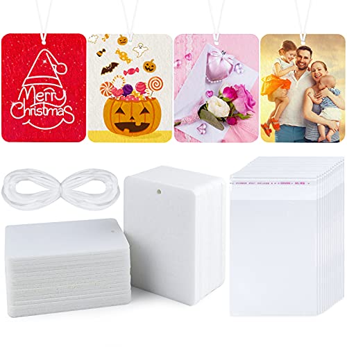 MIAHART 30 Piece Sublimation Air Freshener Blanks with Bags, DIY Scented Hanging Felt Heat Transfer Air Freshener for Car Home Interior Decor - Image 1