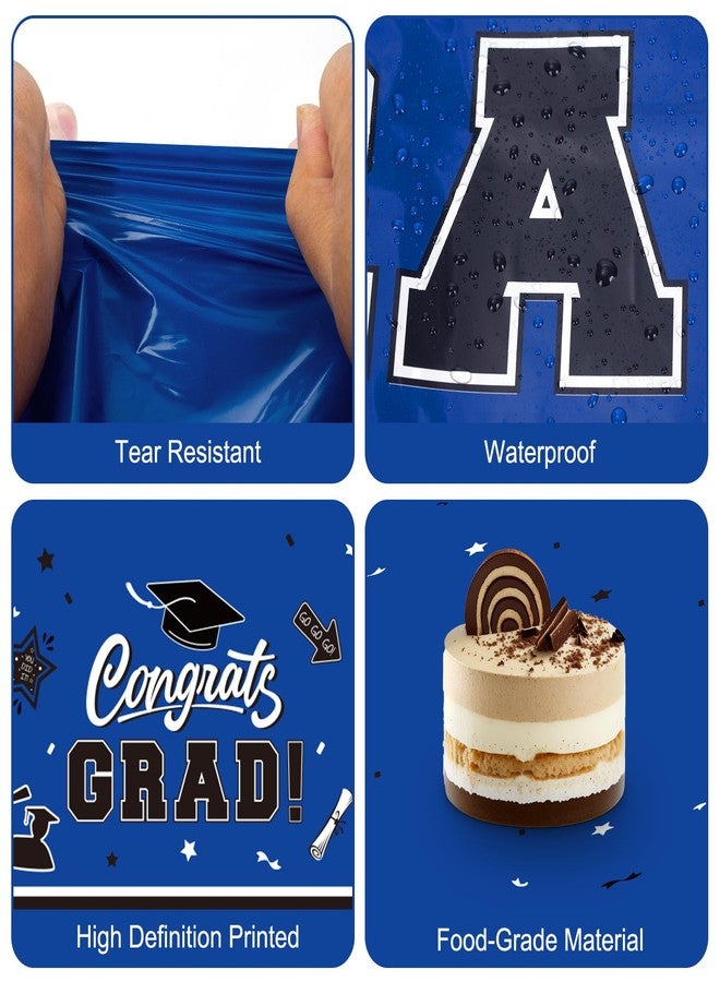 Litmitfu 2 Pack Graduation Tablecloth - Congrats Grad Table Cloths, Plastic Disposable Rectangle Blue Class of 2026 Table Cover for Graduation Tables Decorations Party Decor Supplies Favors,108 x 54 Inch - Image 4
