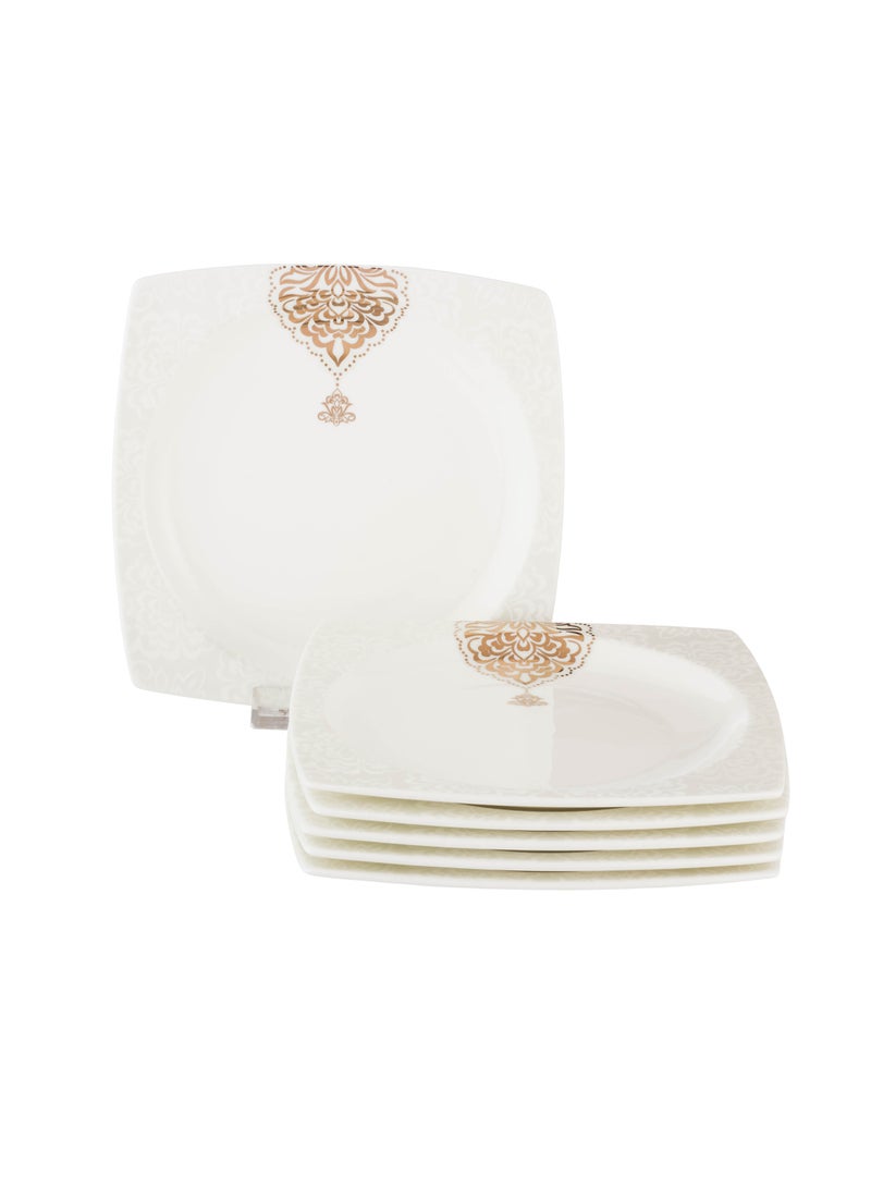 Dania Set of 6 pure white porcelain dessert, fruit and breakfast plates - Image 1
