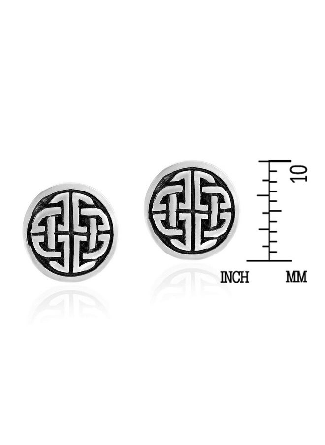 AeraVida Intricately Beautiful Celtic Quaternary Knot And Infinity Round .925 Sterling Silver Post Stud Earrings For Norse Or Viking Inspired Unisex Fashion Accessories  - Image 4