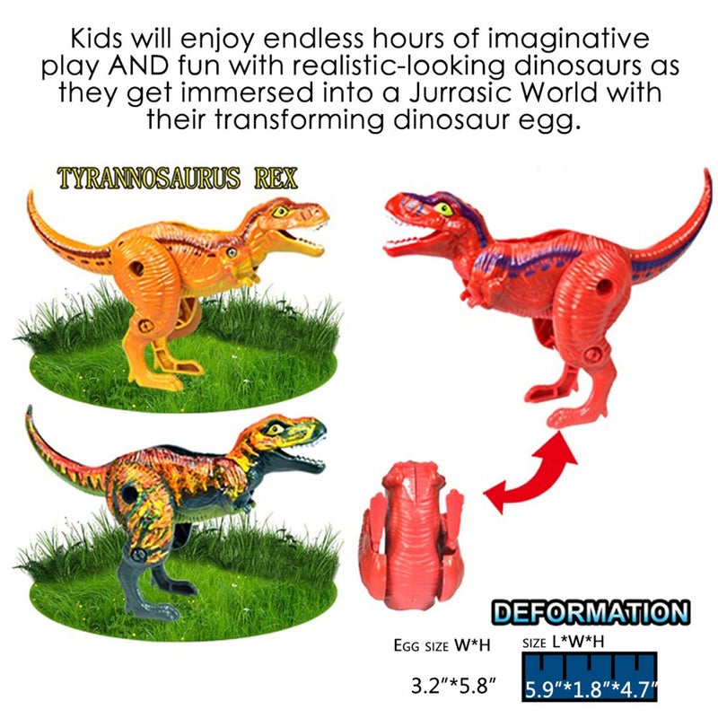 COFFLED 4 Pack Different Hatching Eggs Dinosaur Toys for 3+ Year Old Kids,Magic Egg that Hatch Dinosaurs Toy for Boy Girl Dino Fans,Deformation T-rex,Pterosaurs,Brachiosaurus,Triceratops(Random Color) - Image 2