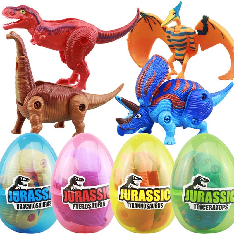 COFFLED 4 Pack Different Hatching Eggs Dinosaur Toys for 3+ Year Old Kids,Magic Egg that Hatch Dinosaurs Toy for Boy Girl Dino Fans,Deformation T-rex,Pterosaurs,Brachiosaurus,Triceratops(Random Color) - Image 1
