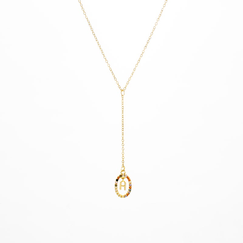 سلسلة أستانليس ستيل ذهبي مع دلاية مرصعة بفصوص الزيركون حرف H - Image 1