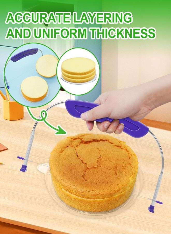 PROKITCHEN 1PCS Purple Adjustable Food Grade Stainless Steel Cake Cutter Slicer Leveler with 2PCS Offset Spatula, Icing Spatulas, 6 and 8 inch, Professional Angled Cake Spatula for Kitchen or Bakery - Image 3