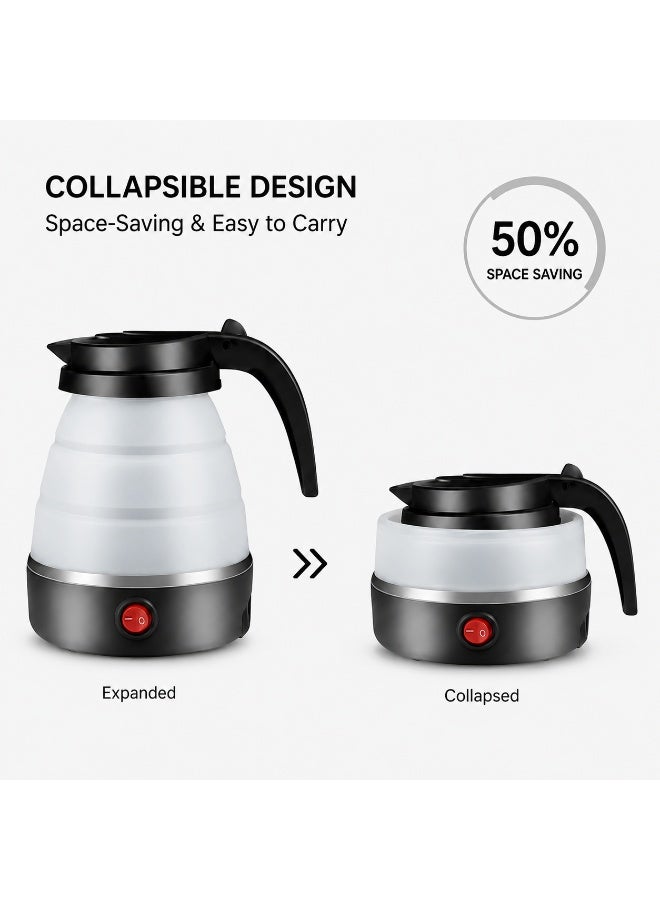EXCLIFE 600ml Foldable Electric Travel Kettle, Portable Silicone Collapsible Water Boiler And Tea Pot For Camping, Lightweight Mini Electric Kettle With Detachable Power Cord For Easy Storage And Quick Boiling - Image 3