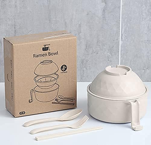 Layron Ramen Cooker Ramen Bowl Set with Chopsticks 33oz Microwave Noodle Bowl College Dorm Room Essentials for Girls for Boys Apartment Essentials-White - Image 2