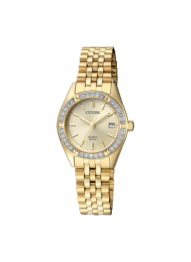 سيتيزن Women's Analog Round Shape Stainless Steel Wrist Watch EU6062-50P - 26 Mm