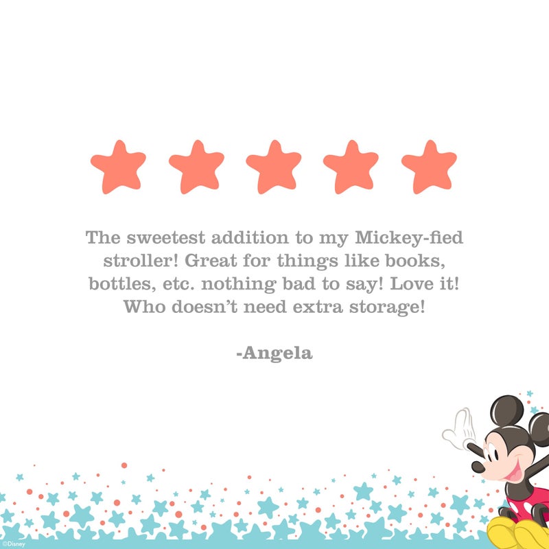 J.L. Childress Disney Baby Side Sling Stroller Cargo Net - Stroller Organizer Attachment for Storage, Mesh Bag for Baby Accessories, Universal Fit - Minnie Mouse - Image 5