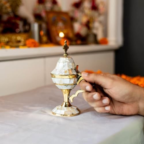 GIBOX Brass Traditional Christian Byzantine Orthodox Greek Censer Incense Burner Stand Holder, Dhuna Sambrani Loban, Dhoop Burner Stand, Kapoor Dani for Home, Office Church Items Home - Image 2