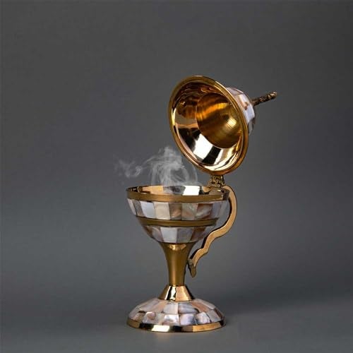 GIBOX Brass Traditional Christian Byzantine Orthodox Greek Censer Incense Burner Stand Holder, Dhuna Sambrani Loban, Dhoop Burner Stand, Kapoor Dani for Home, Office Church Items Home - Image 4