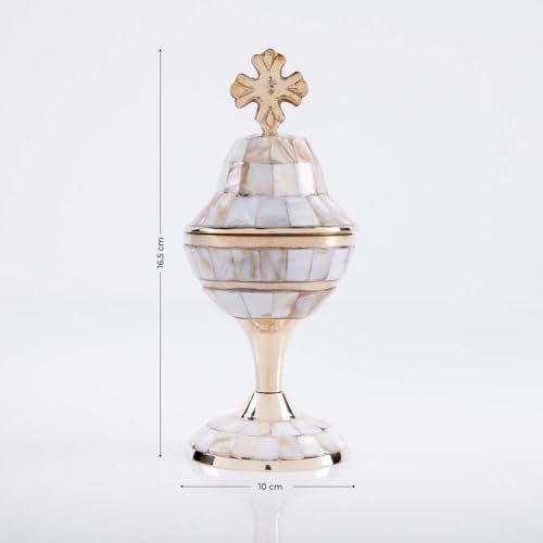 GIBOX Brass Traditional Christian Byzantine Orthodox Greek Censer Incense Burner Stand Holder, Dhuna Sambrani Loban, Dhoop Burner Stand, Kapoor Dani for Home, Office Church Items Home - Image 5