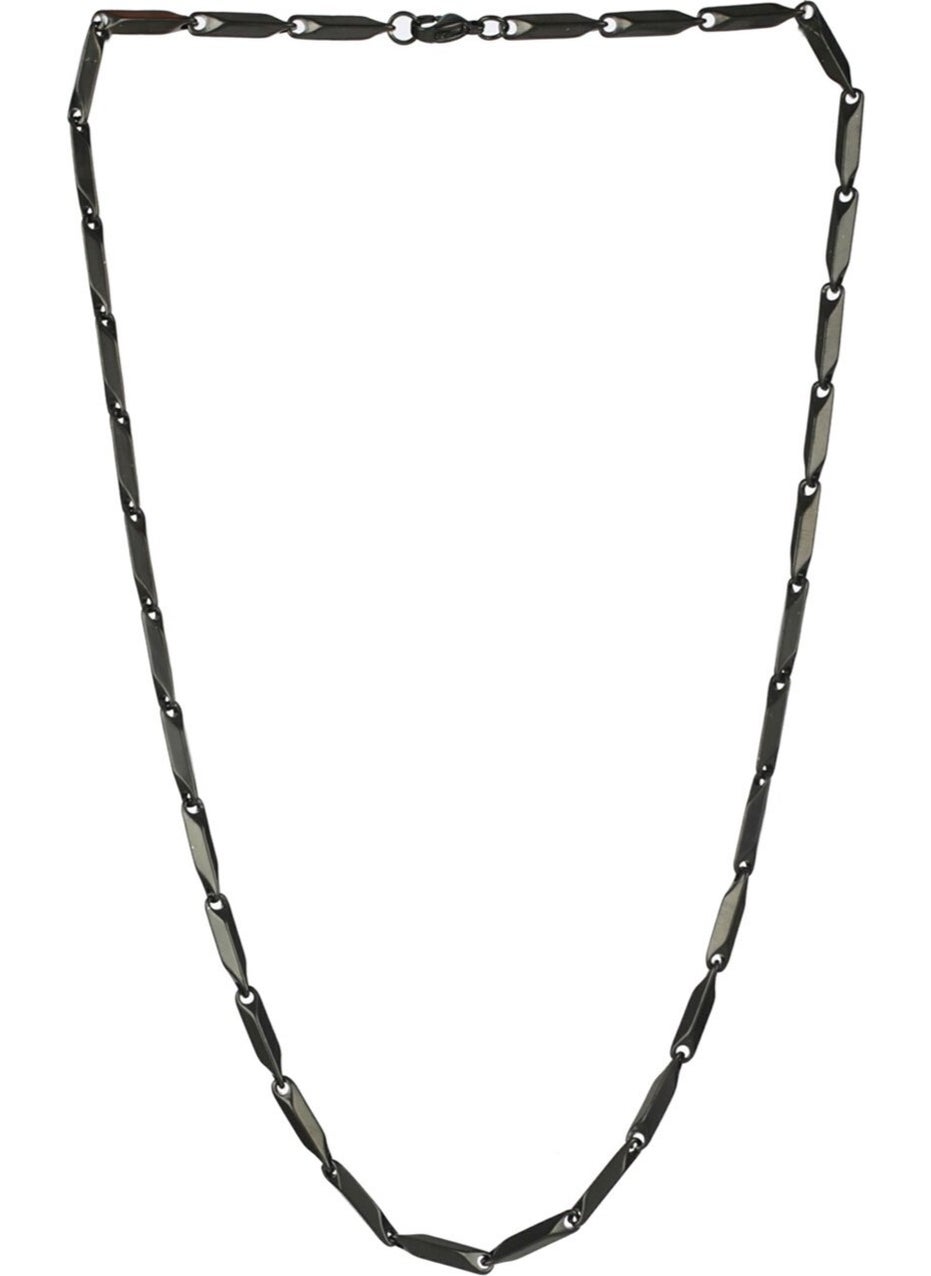 Takı Dükkanı Black Color Men's Steel Necklace Square Cube Triangle Model Chain eck05ks  - Image 3