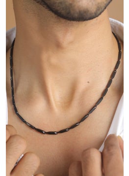 Black Color Men's Steel Necklace Square Cube Triangle Model Chain eck05ks