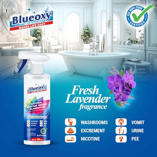 Blueoxy Natural Enzyme Odour Eliminator |Pee & Vomit Odour Remover | Pet Odours |Restroom Odours |Lavender Fragrance | 500 ml - Image 4