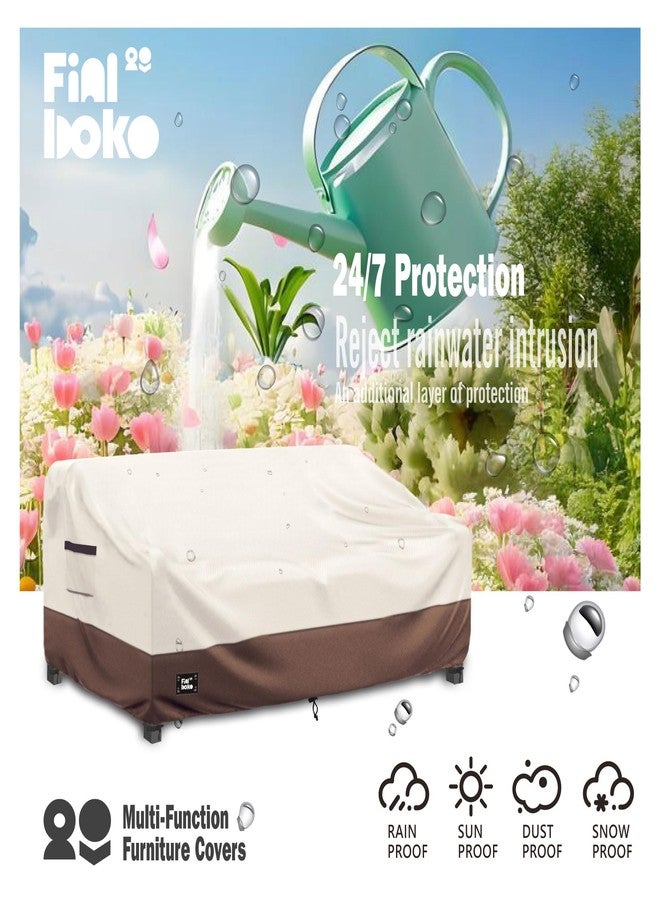 Finiboko 3-Seater Outdoor Couch Cover,76Wx32Dx31H Inches Patio Sofa Cover,100% Waterproof Heavy Duty Patio Furniture Covers,Beige&Brown - Image 4