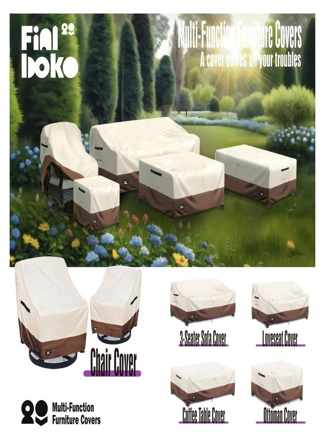 Finiboko 3-Seater Outdoor Couch Cover,76Wx32Dx31H Inches Patio Sofa Cover,100% Waterproof Heavy Duty Patio Furniture Covers,Beige&Brown - Image 5