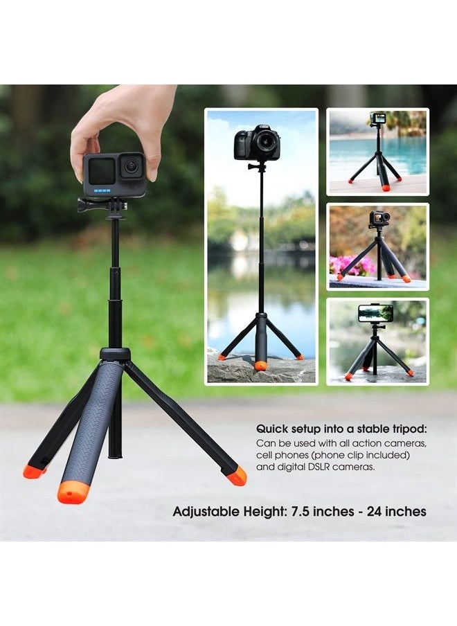 SOONSUN - 4-in-1 Floating Selfie Stick for GoPro Hero 11, 10, 9, 8, 7, 6, 5, 4, 3, Max, Fusion, Session, DJI OSMO, AKASO, Insta360 - Use as Floating Handle, Extendable Monopod, Hand Grip, Tripod Stand - Image 1