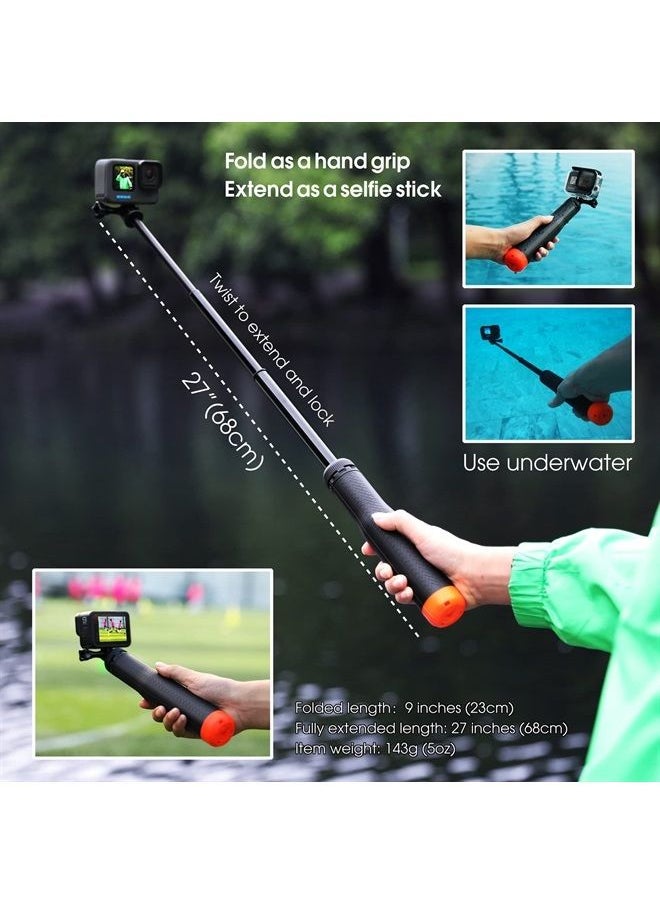 SOONSUN - 4-in-1 Floating Selfie Stick for GoPro Hero 11, 10, 9, 8, 7, 6, 5, 4, 3, Max, Fusion, Session, DJI OSMO, AKASO, Insta360 - Use as Floating Handle, Extendable Monopod, Hand Grip, Tripod Stand - Image 1