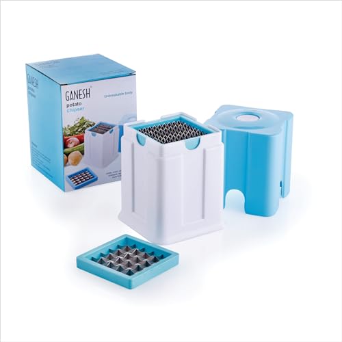 Ganesh Potato Chipser Set - 3-Piece Blue Slicer with 650ml Container Effortless Homemade Chips 2-Pieces Cutting Blades - Image 2