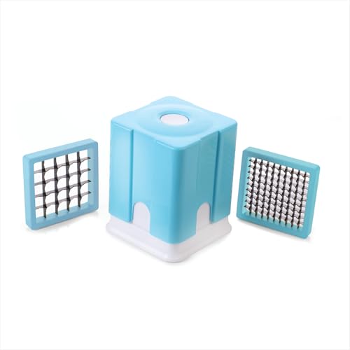 Ganesh Potato Chipser Set - 3-Piece Blue Slicer with 650ml Container Effortless Homemade Chips 2-Pieces Cutting Blades - Image 1