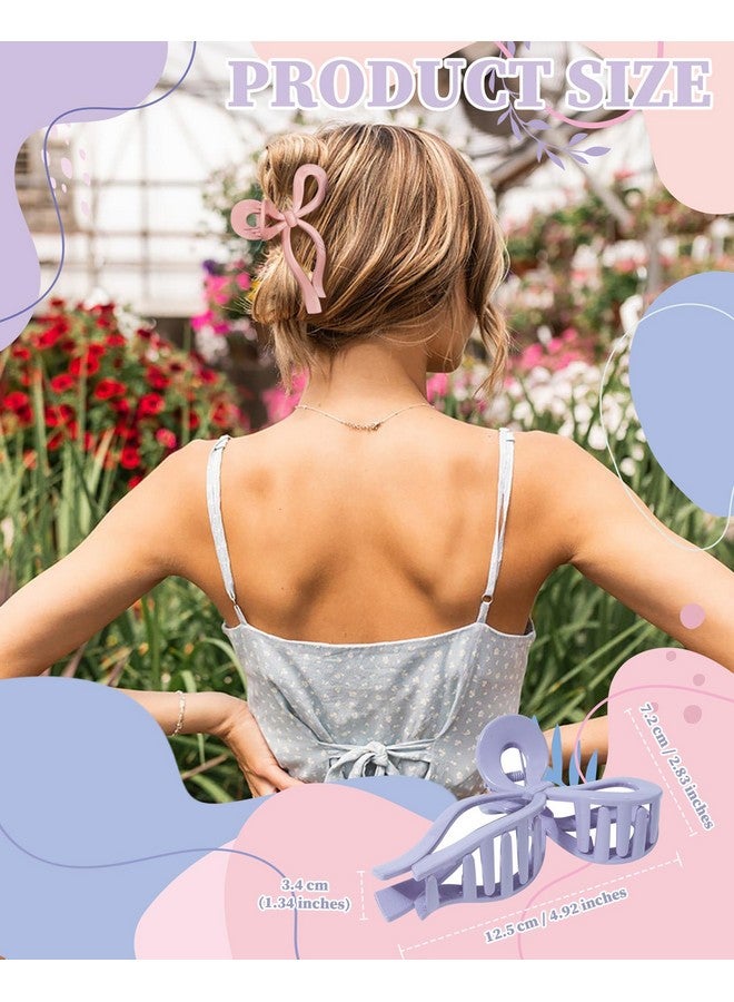 سي اتش ال اي انس اس 4 قطع من مشابك الشعر على شكل فيونكة، مشبك مخلب على شكل فيونكة للنساء، مشابك شعر كبيرة غير قابلة للانزلاق للشعر الرقيق والكثيف، مشابك شعر قوية التثبيت (وردي + أحمر بطيخ + أرجواني فاتح + أزرق سماوي) - Image 2