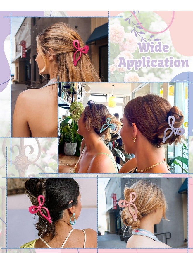 سي اتش ال اي انس اس 4 قطع من مشابك الشعر على شكل فيونكة، مشبك مخلب على شكل فيونكة للنساء، مشابك شعر كبيرة غير قابلة للانزلاق للشعر الرقيق والكثيف، مشابك شعر قوية التثبيت (وردي + أحمر بطيخ + أرجواني فاتح + أزرق سماوي) - Image 5