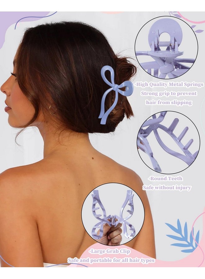 سي اتش ال اي انس اس 4 قطع من مشابك الشعر على شكل فيونكة، مشبك مخلب على شكل فيونكة للنساء، مشابك شعر كبيرة غير قابلة للانزلاق للشعر الرقيق والكثيف، مشابك شعر قوية التثبيت (وردي + أحمر بطيخ + أرجواني فاتح + أزرق سماوي) - Image 4