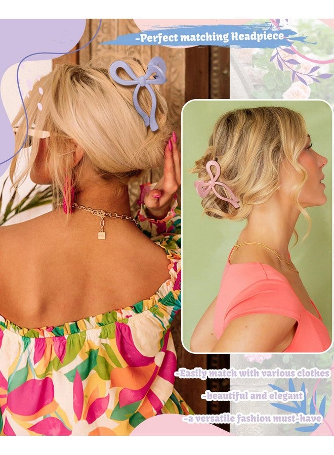 سي اتش ال اي انس اس 4 قطع من مشابك الشعر على شكل فيونكة، مشبك مخلب على شكل فيونكة للنساء، مشابك شعر كبيرة غير قابلة للانزلاق للشعر الرقيق والكثيف، مشابك شعر قوية التثبيت (وردي + أحمر بطيخ + أرجواني فاتح + أزرق سماوي) - Image 3