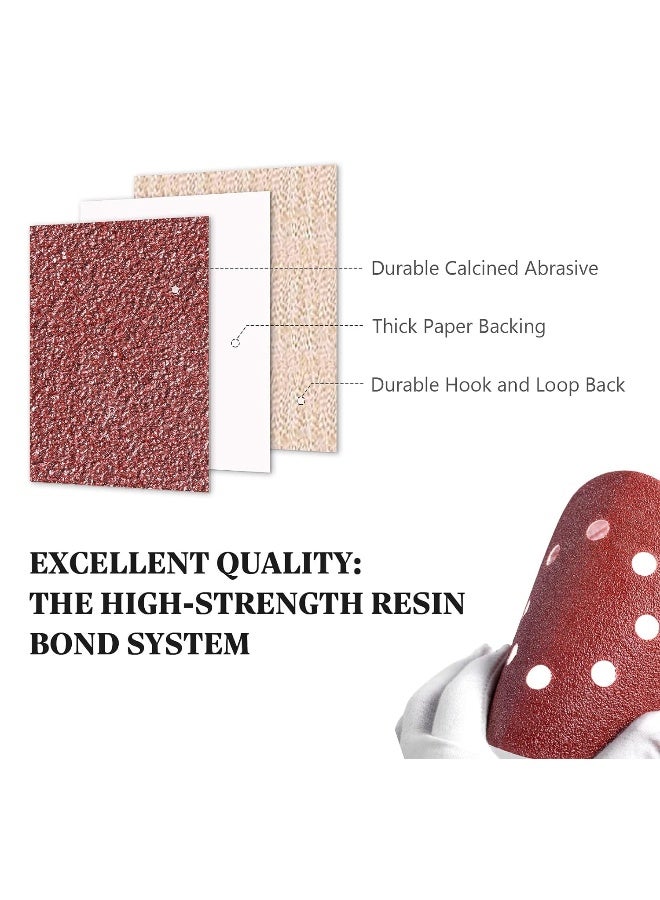 72 PCS 5 Inch 8 Hole Hook and Loop Adhesive Sanding Discs Sandpaper for Random Orbital Sander 40 60 80 120 180 240 320 Grits  - Image 2