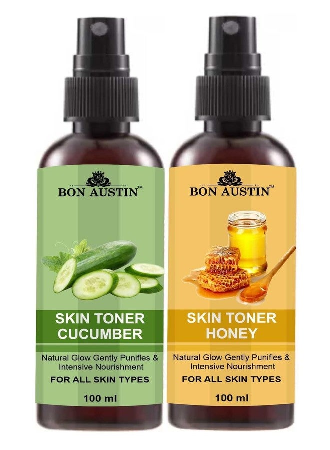 Bon Austin Cucumber toner 100ML & Honey Face Toner 100ML Tightens Pores | Instantly Hydrates | Gaves Hydrating and Cleansing Skin Pack of 2 - Image 1