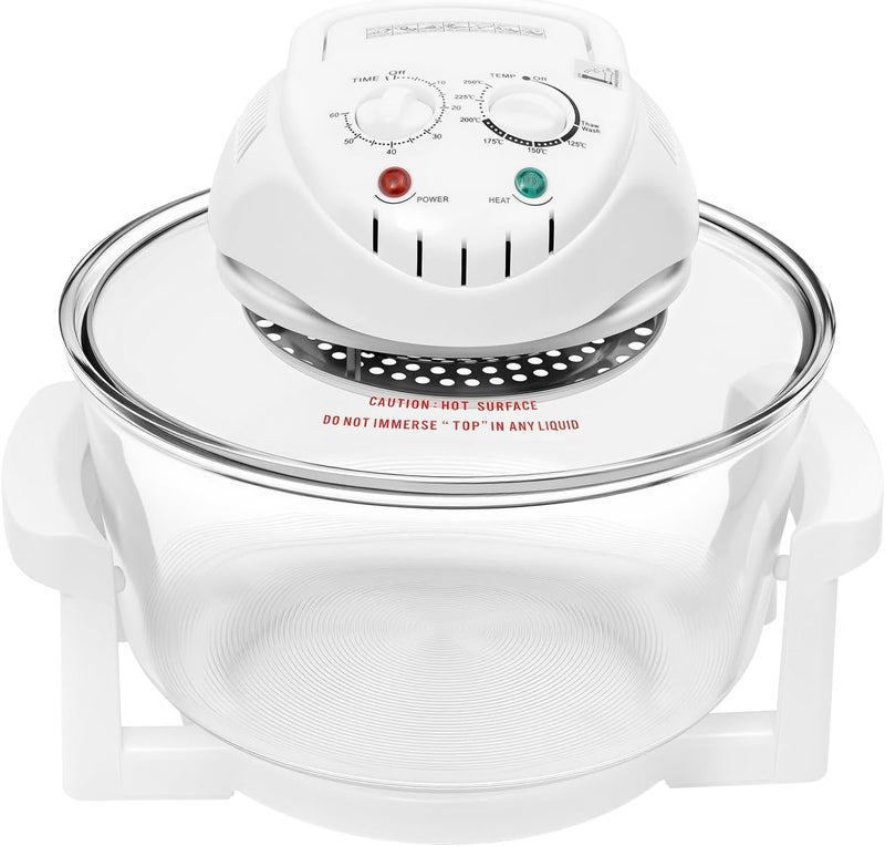 17L Large Capacity Air Fryer, 360° Clear View Glass Bowl Air Fryer, Multi-Function Halogen Oven with Timer & Temperature Control for Home Restaurant Use - Image 1