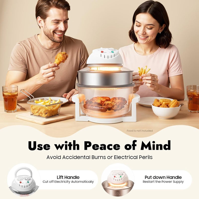17L Large Capacity Air Fryer, 360° Clear View Glass Bowl Air Fryer, Multi-Function Halogen Oven with Timer & Temperature Control for Home Restaurant Use - Image 5