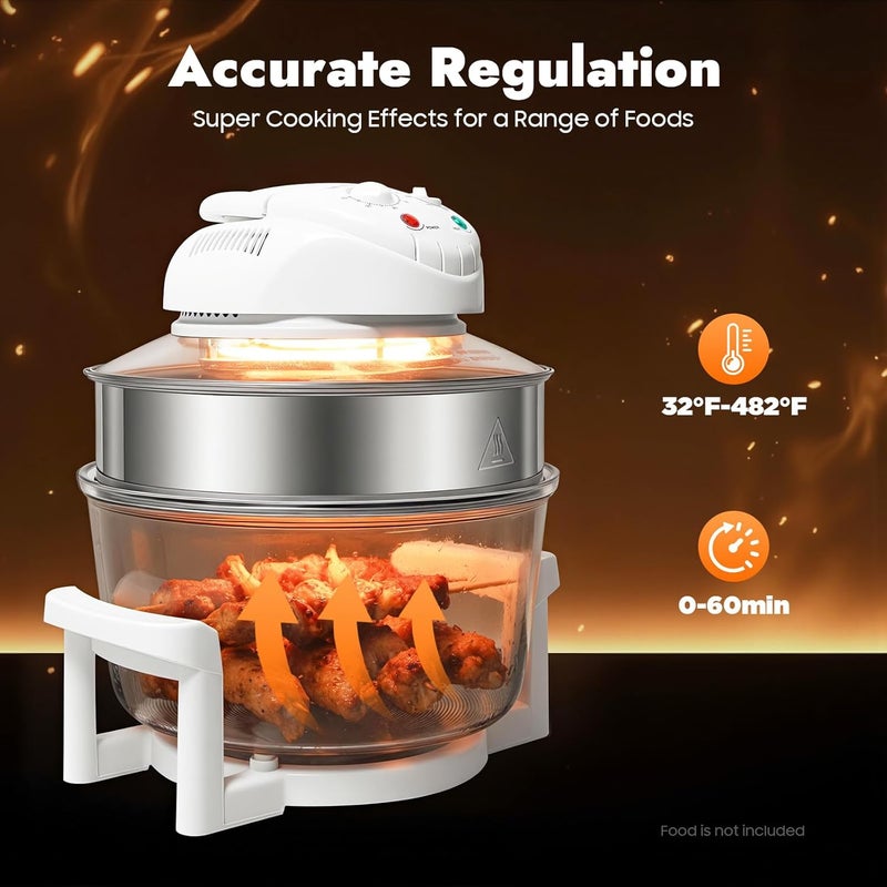 17L Large Capacity Air Fryer, 360° Clear View Glass Bowl Air Fryer, Multi-Function Halogen Oven with Timer & Temperature Control for Home Restaurant Use - Image 4