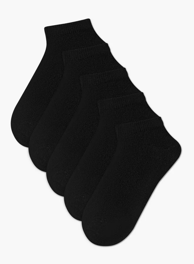 جونيورز Textured School Ankle Length Socks - Set Of 5