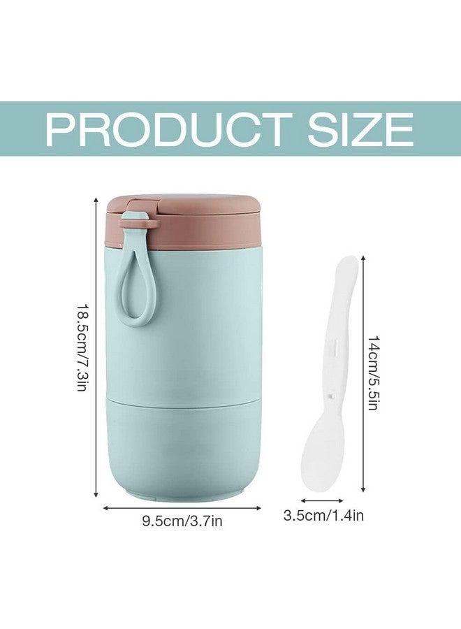 ZOKIXTO Oatmeal Yogurt Container, Overnight Oats Containers With Lids And Spoon, Stainless Steel Insulated Food Container, 2-Tier Parfait Cup Milk Container For Breakfast Lunch (Blue), 800Ml - Image 2