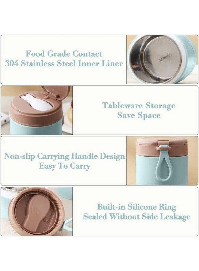 ZOKIXTO Oatmeal Yogurt Container, Overnight Oats Containers With Lids And Spoon, Stainless Steel Insulated Food Container, 2-Tier Parfait Cup Milk Container For Breakfast Lunch (Blue), 800Ml - Image 3