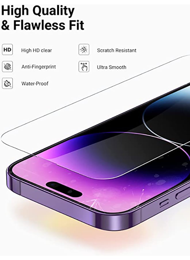 Ugreen 2 Pack iPhone 14 Pro Max Screen Protector 6.7 Inch with Alignment Frame Easy Installation Bubble Free HD Clear Scratch Resistant Anti-Fingerprint Tempered Glass Film Full Screen Coverage - Image 2