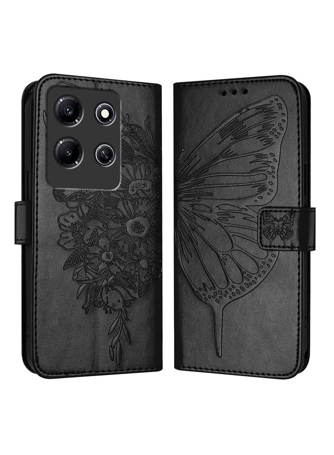 زبون جراب لهاتف Infinix Note 30i مصنوع من الجلد المنقوش بنقشة الفراشة - Image 1